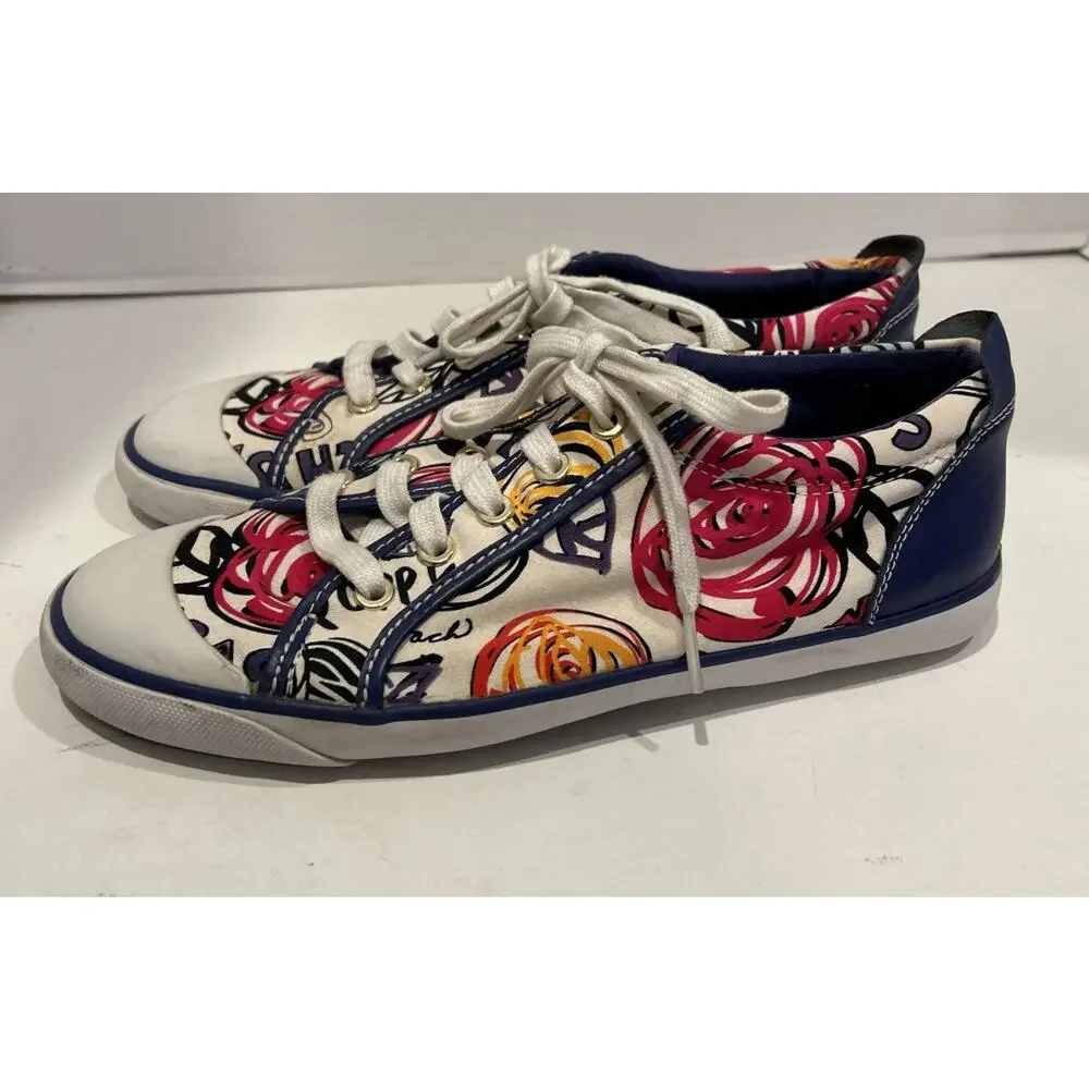 Vintage Coach Poppy Barrett Love Sneakers Size 9.5 Y2K 00s Graffiti Logo Womens